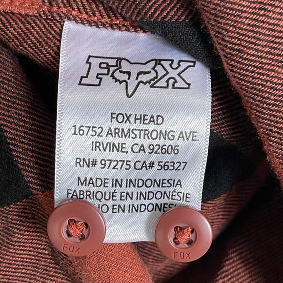 Fox‎ Racing Shirt Mens S Red Plaid Flannel Long Sleeve Regular Fit Button Up - Picture 8 of 12